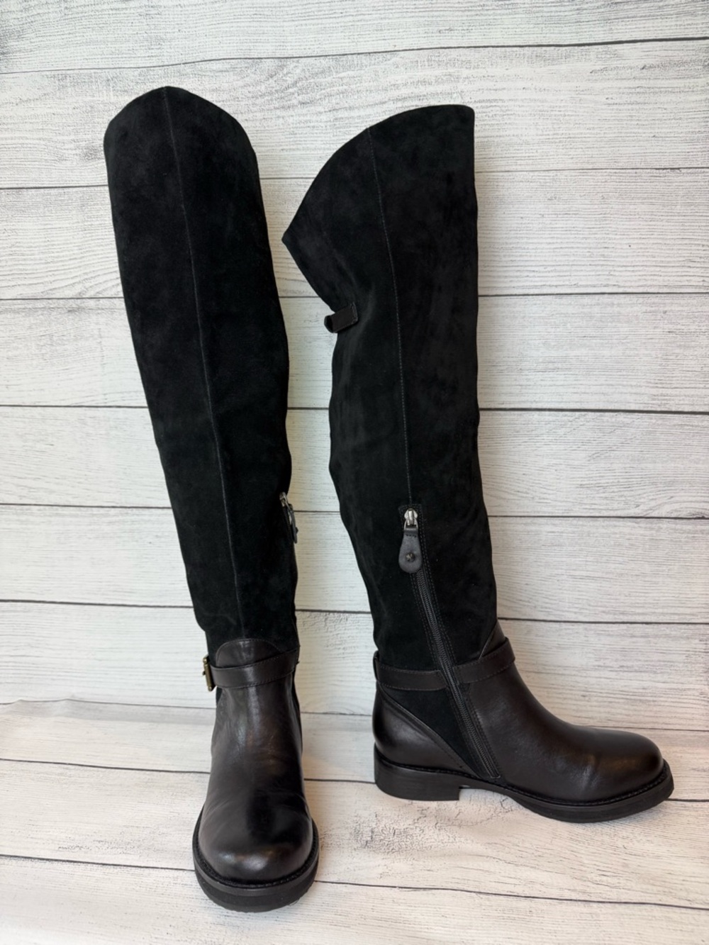 Gentle Souls by Kenneth Cole Black Leather & Suede Over-the-Knee Boots 6.5 M